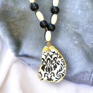 Black and White Damask Blessing Beads
